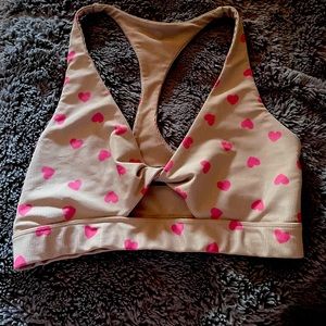 Beach Riot Twist Sports Bra Top Taupe Heart size XL